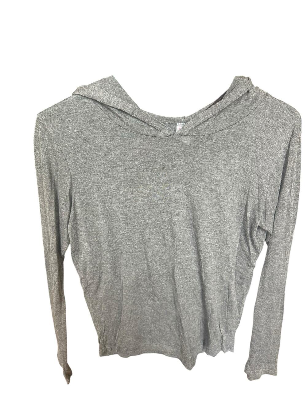 Sweet Heather Gray Pullover Long Sleeve Hooded T-Shirt Women's Size Medium